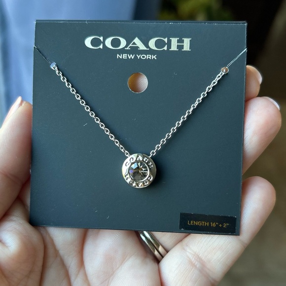 NWT Coach Silver Gem Necklace with Delicate Chain - Picture 3 of 4
